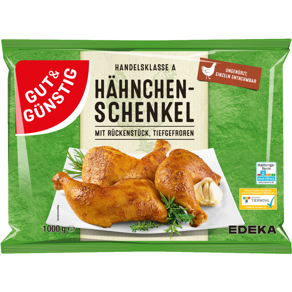 GUT&GÜNSTIG Hähnchenschenkel mit Rückenstück HKL A 1kg VLOG QS ITW