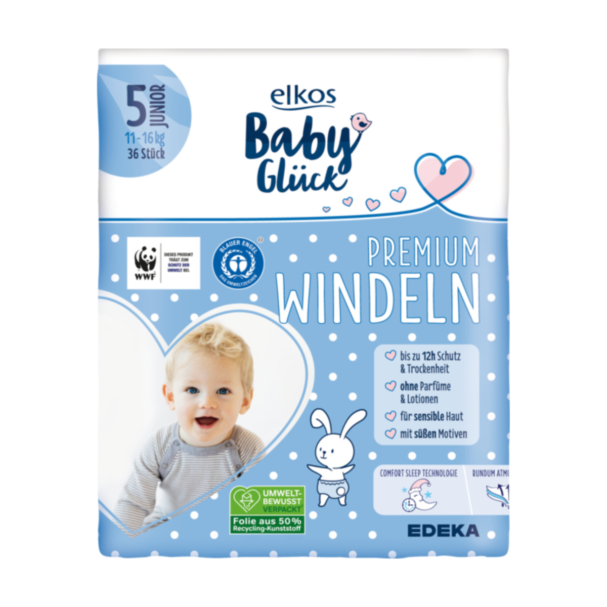 EDEKA elkos Baby Glück Windeln Gr.5 Junior 36ST