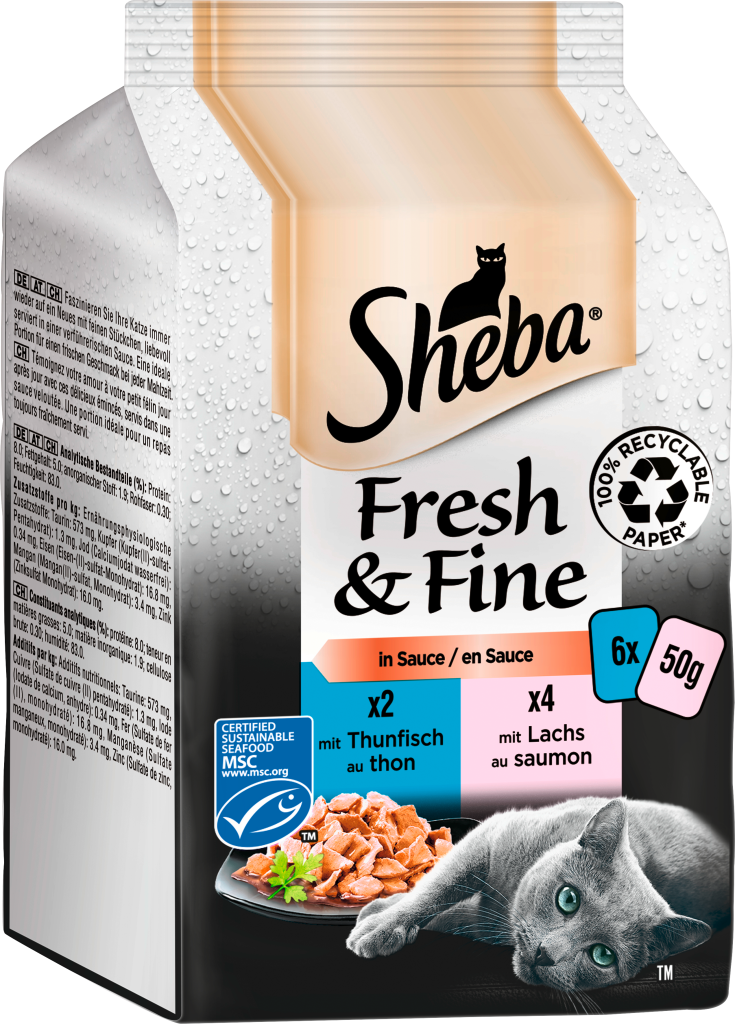 MSC Sheba Fresh&Fine in Sauce mit Lachs und Thunfisch 6x50g