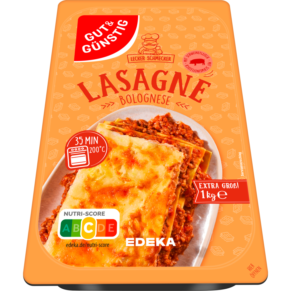 GUT&GÜNSTIG Lasagne Bolognese mit Schweinefleisch 1kg
