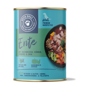 Pets Deli Nassfutter Ente mit Huhn, Kürbis, Buchweizen, Chia&Fenchel 400g