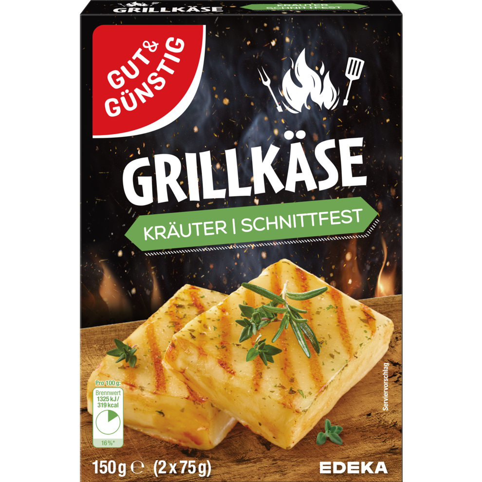GUT&GÜNSTIG Grill-und Pfannenkäse Kräuter schnittfest 45% 2x75g