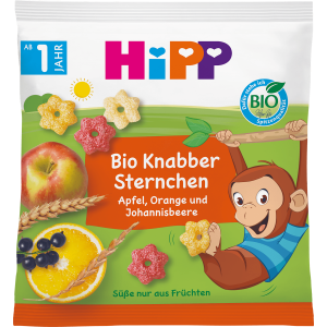 Bio Hipp Für Kinder Knabber Sternchen mit Apfel, Orange und Johannisbeere ab 1+ 30g