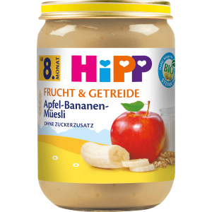 Bio Hipp Apfel-Bananen-Müesli ohne Zuckerzusatz ab 8.Monat 190g