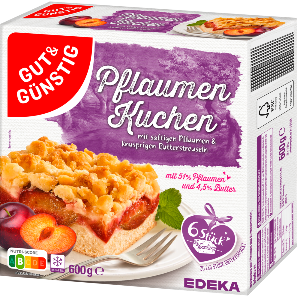 GUT&GÜNSTIG Pflaumenkuchen mit Butterstreuseln 600g