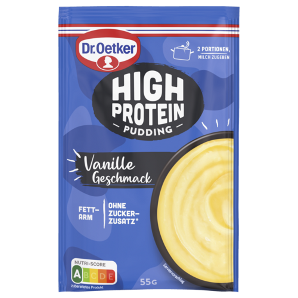 Dr.Oetker High Protein Pudding-Pulver Vanille Geschmack für 300ml 55g