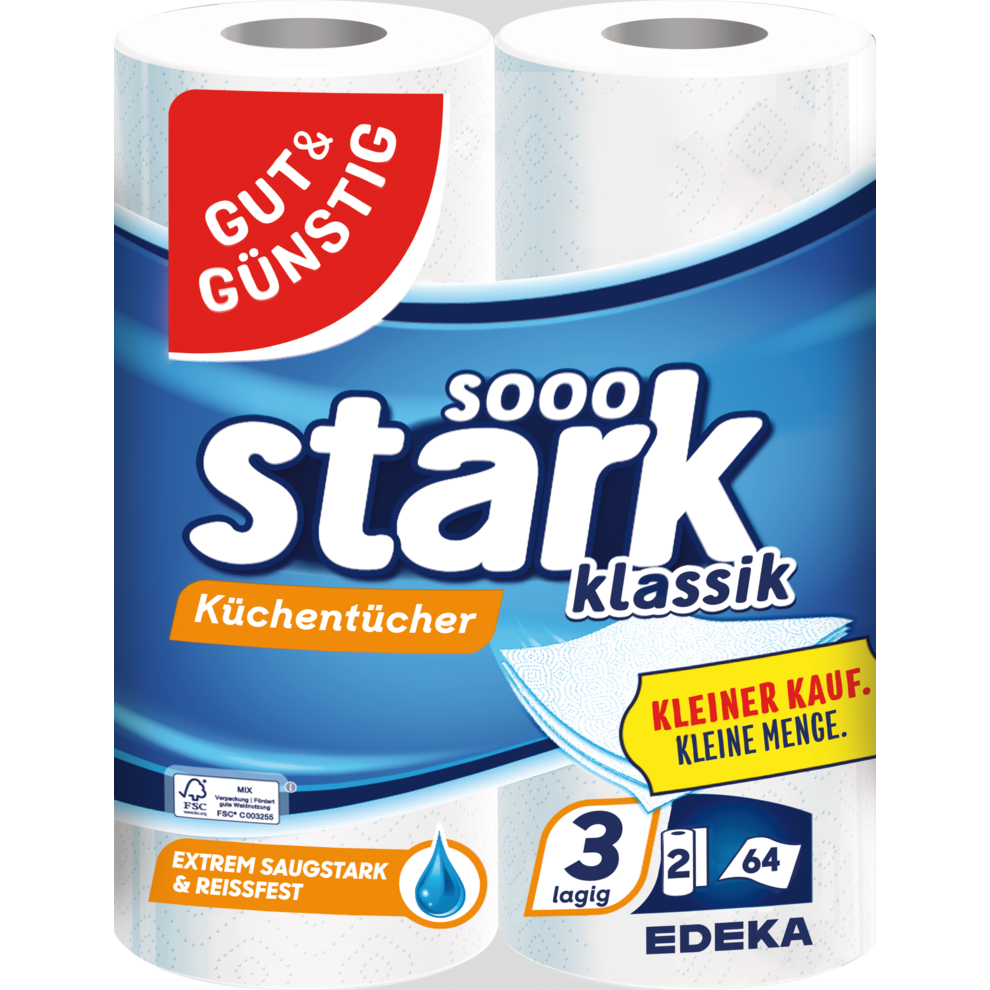 GUT&GÜNSTIG Küchentücher 3-lagig 2x64BL