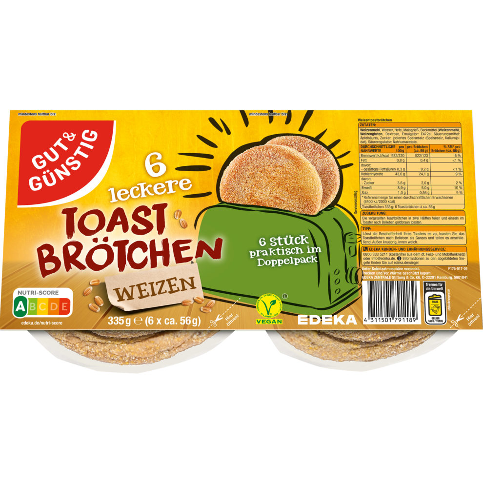 GUT&GÜNSTIG Weizentoastbrötchen 335g