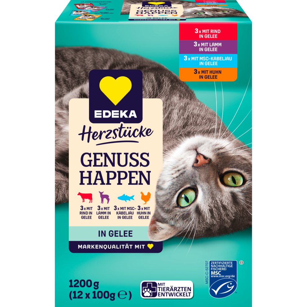 MSC EDEKA Herzstücke Genuss Happen Gelee Multi-Pack 12x100g