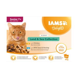 Iams Delights Katze Senior Land&See Mix 12x85g