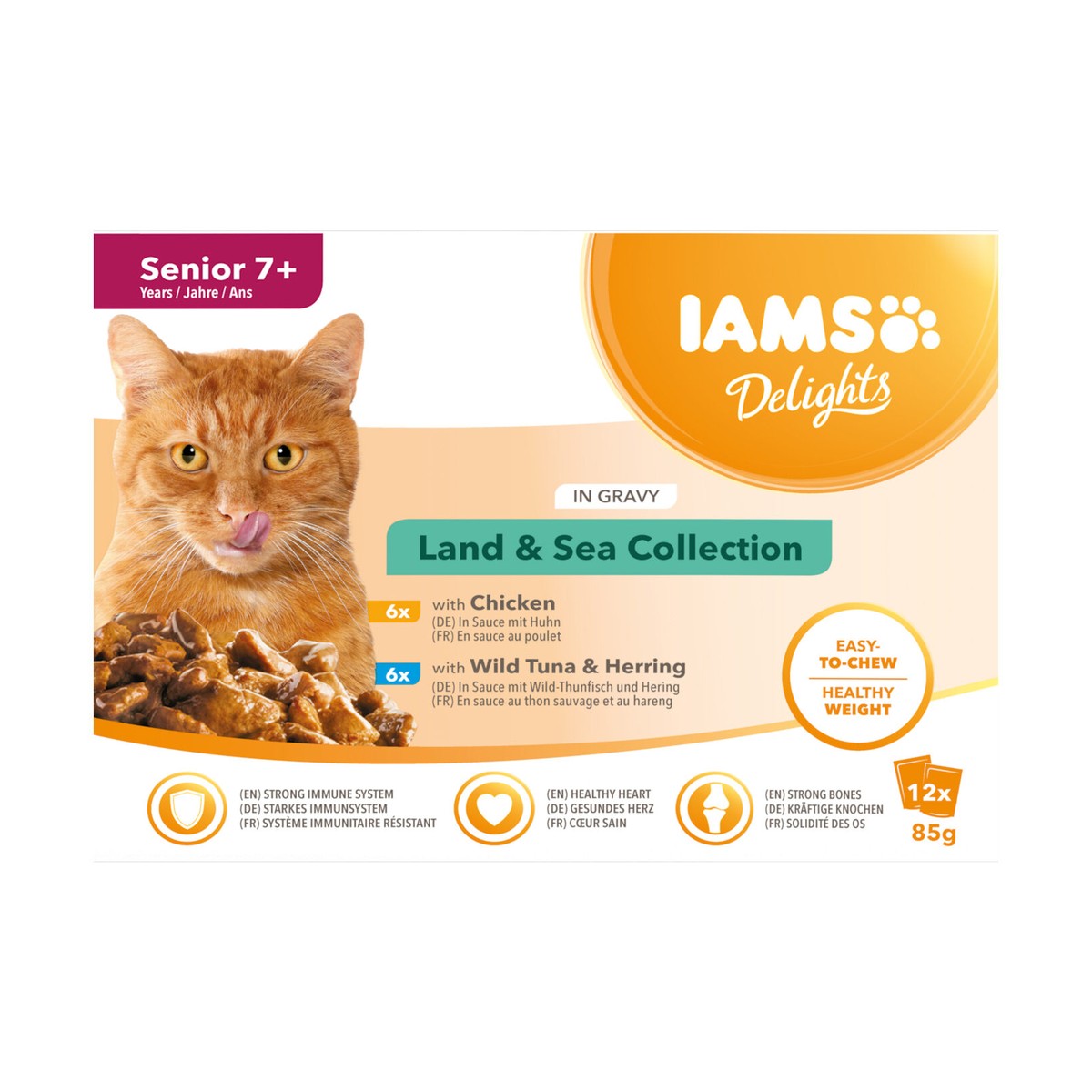 Iams Delights Katze Senior Land&See Mix 12x85g