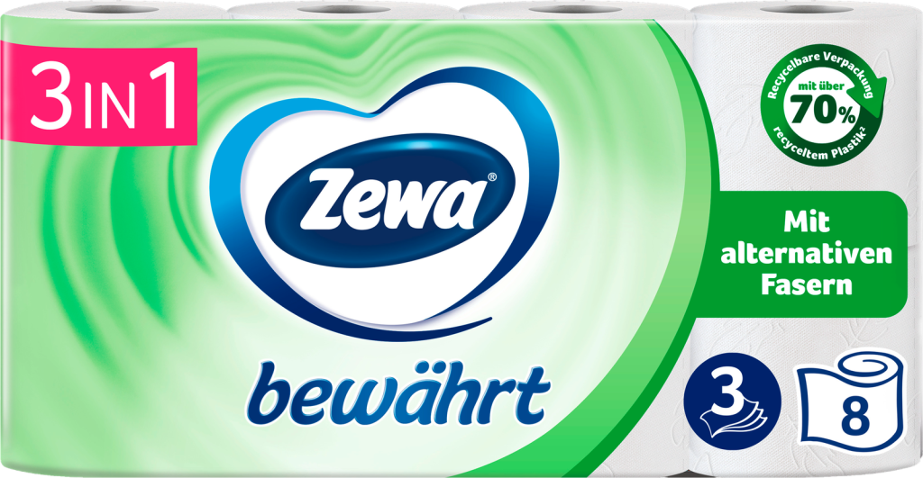 Zewa Bewährt Toilettenpapier weiß 3-lagig 8x150BL