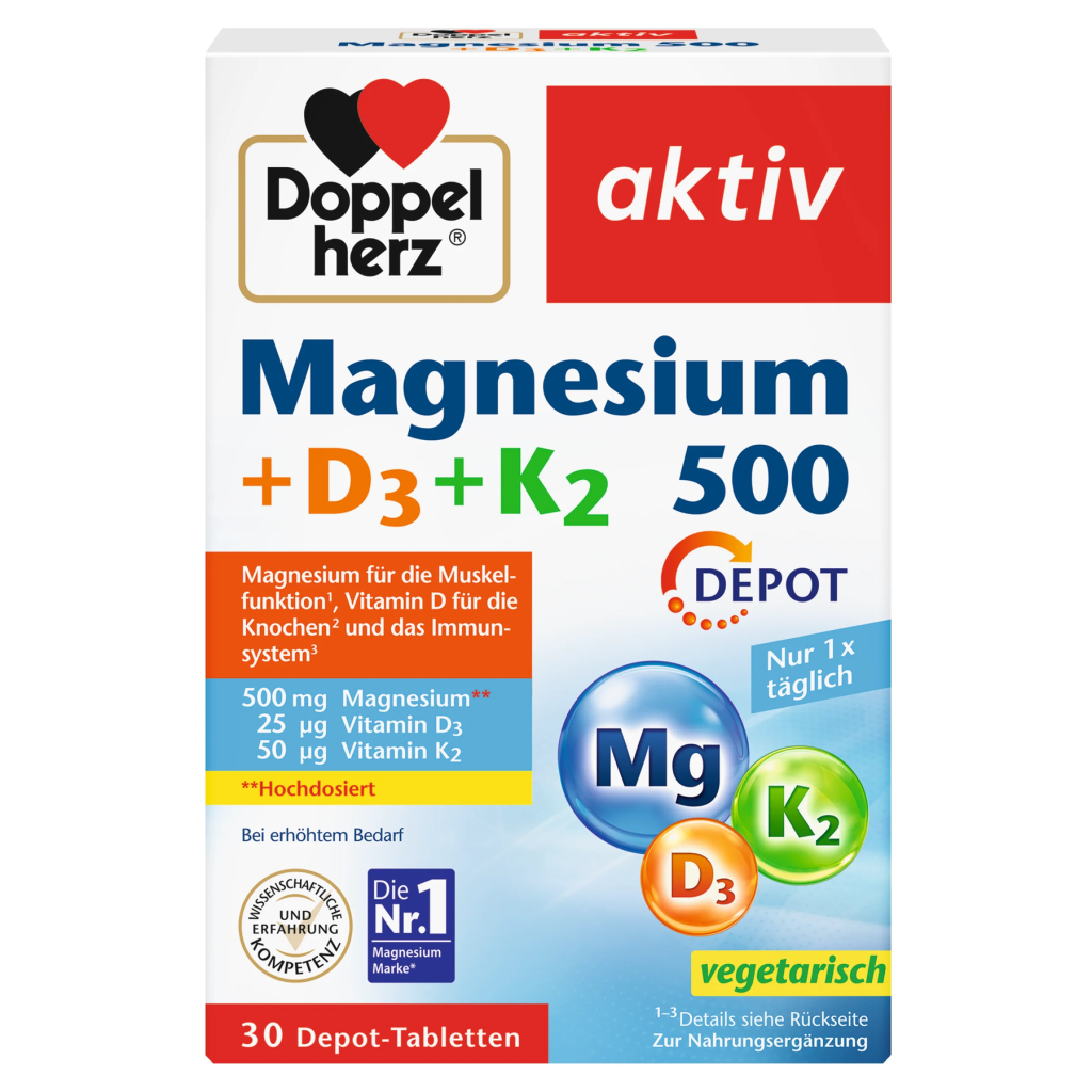 Doppelherz Magnesium 500+D3+K2 Depot 30Tabletten 42,3g