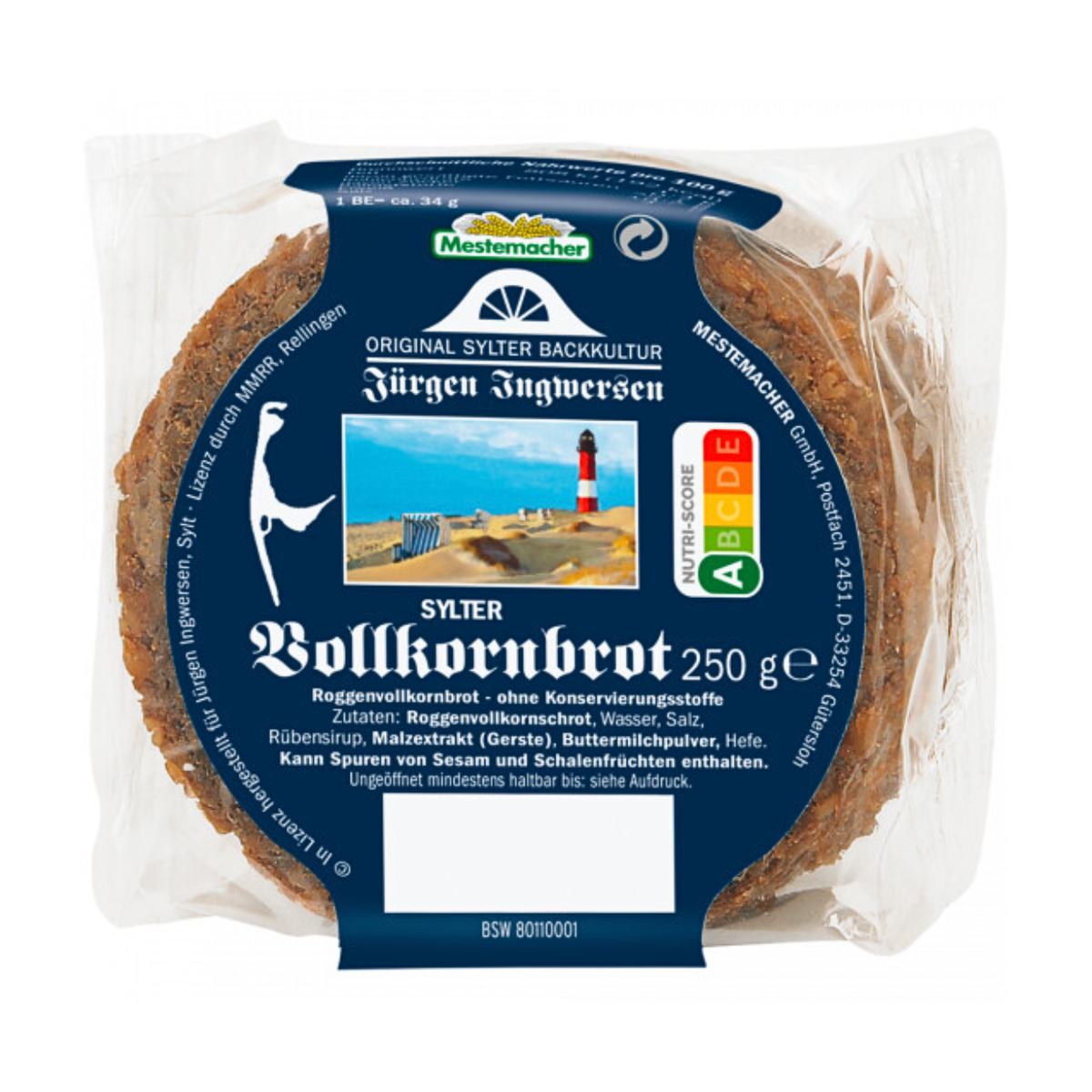 Mestemacher Sylter Vollkornbrot rund 250g