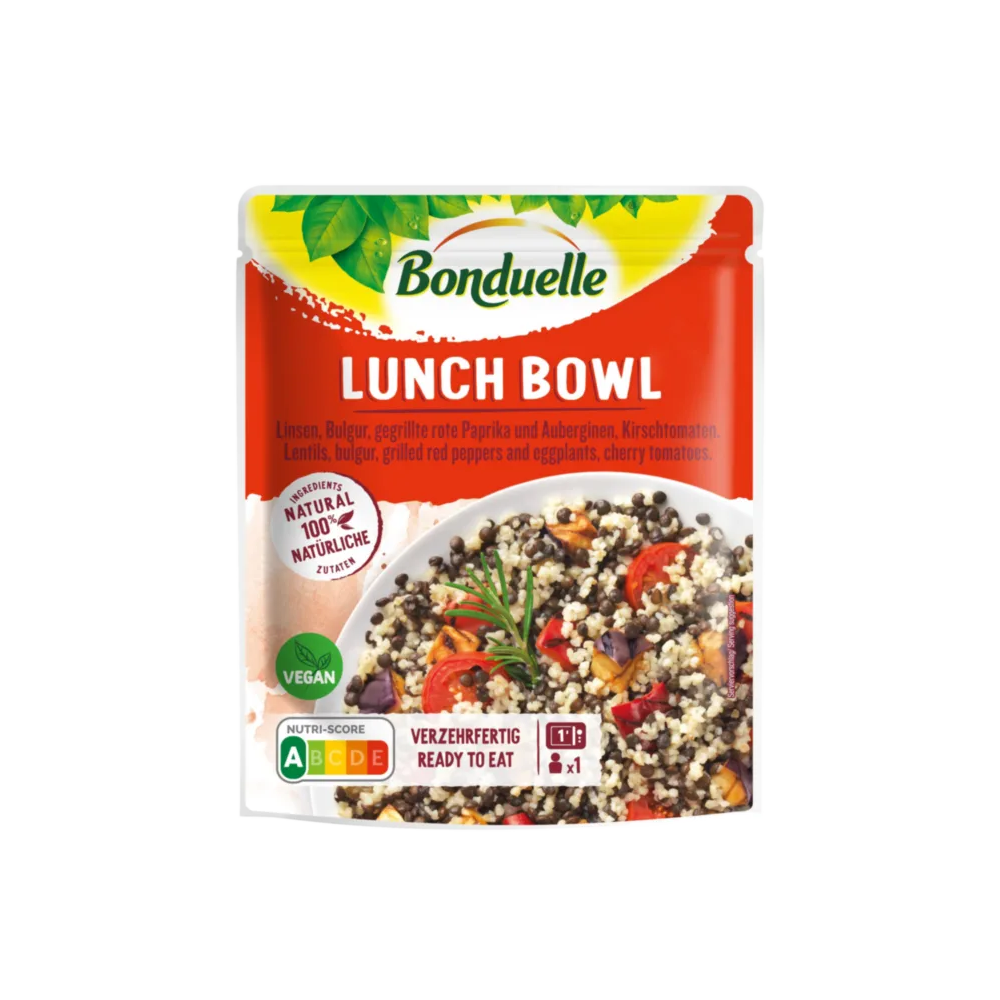 Bonduelle Lunch Bowl Linsen+Bulgur+gegrillte rote Paprika+Auberginen+Kirschtomaten 250g