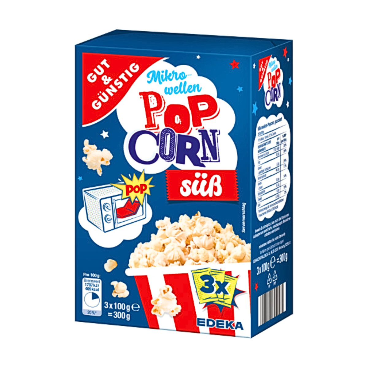 GUT&GÜNSTIG Microwave popcorn sweet flavour 3x100g