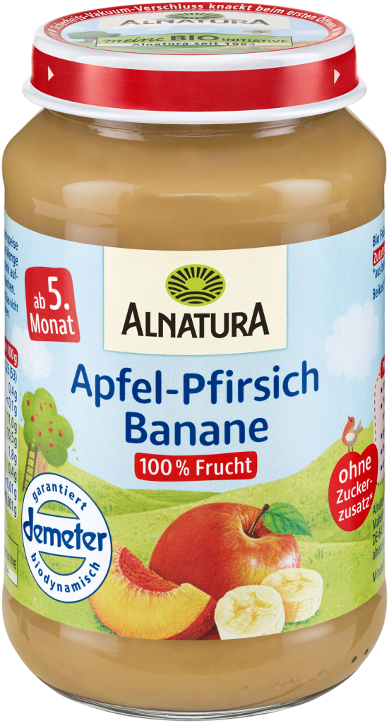 Demeter Alnatura яблоко, банан, персик 190g