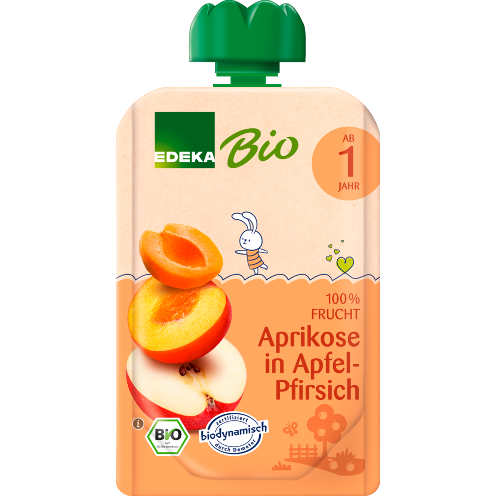 Demeter EDEKA Pouch Aprikose Apfel Pfirsich ab 1 Jahr 100g