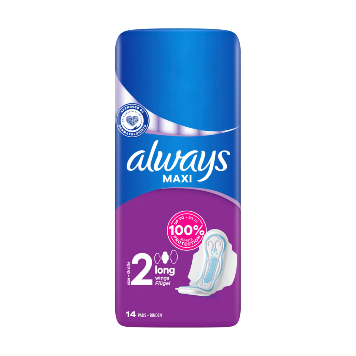 Always Maxi Long mit Flügeln Damenbinden 14ST
