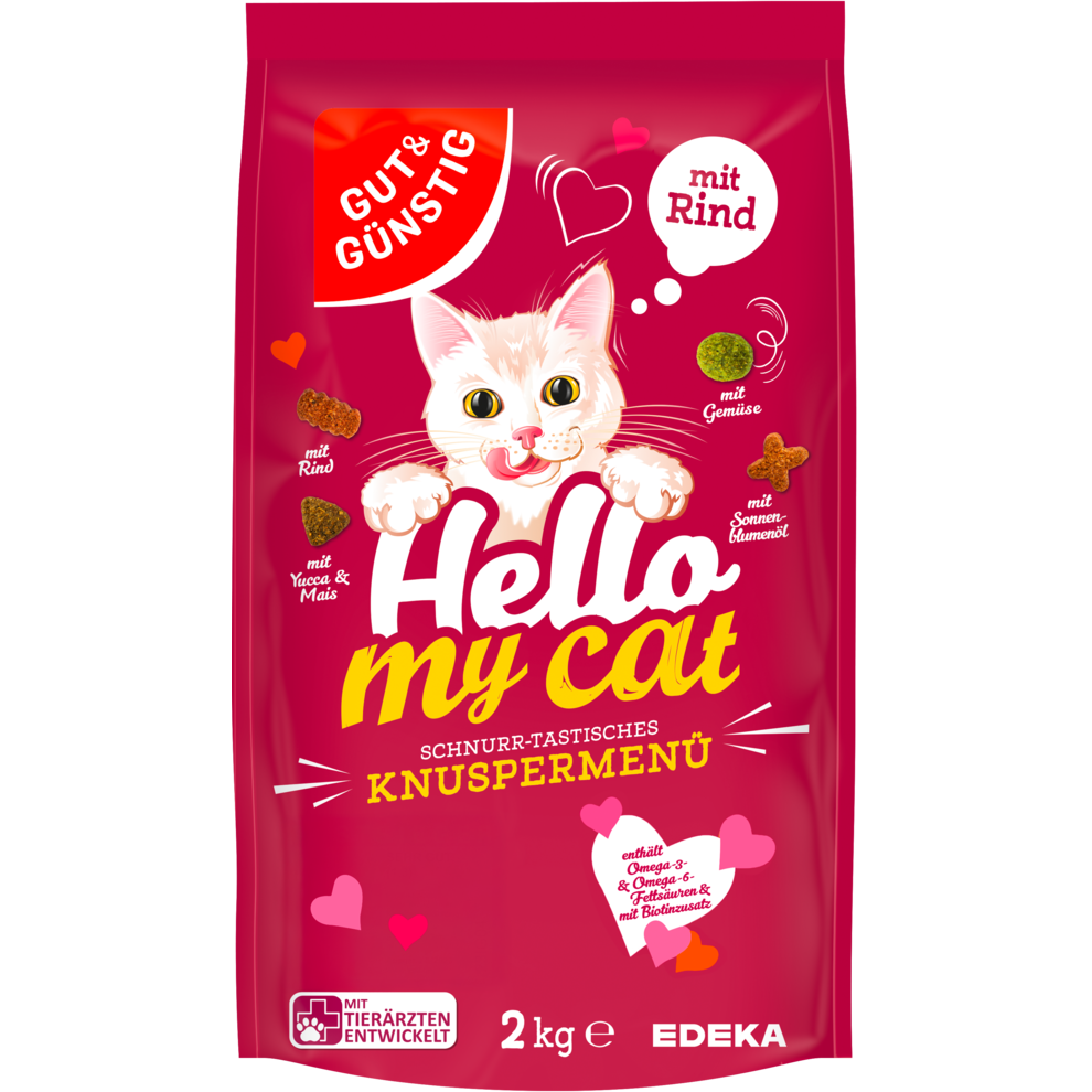 GUT&GÜNSTIG Knusper Menü mit Rind für Katzen 2kg