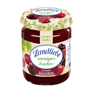 Landliebe Fruchtaufstrich zweierlei Kirsche weniger Zucker 180g