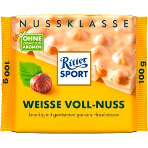 Ritter Sport Nuss Klasse Weisse Voll-Nuss Tafel 100g