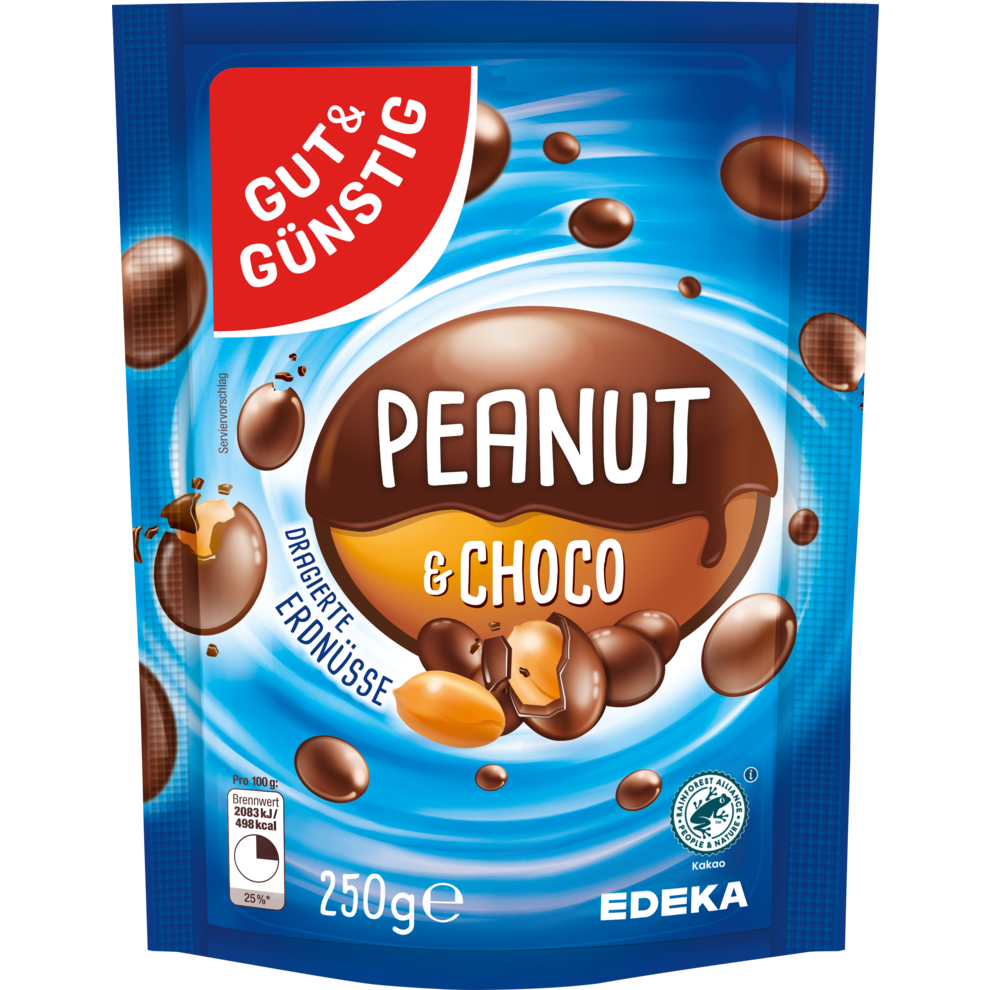 GUT&GÜNSTIG Peanut&Choco dragierte Erdnüsse braun 250g