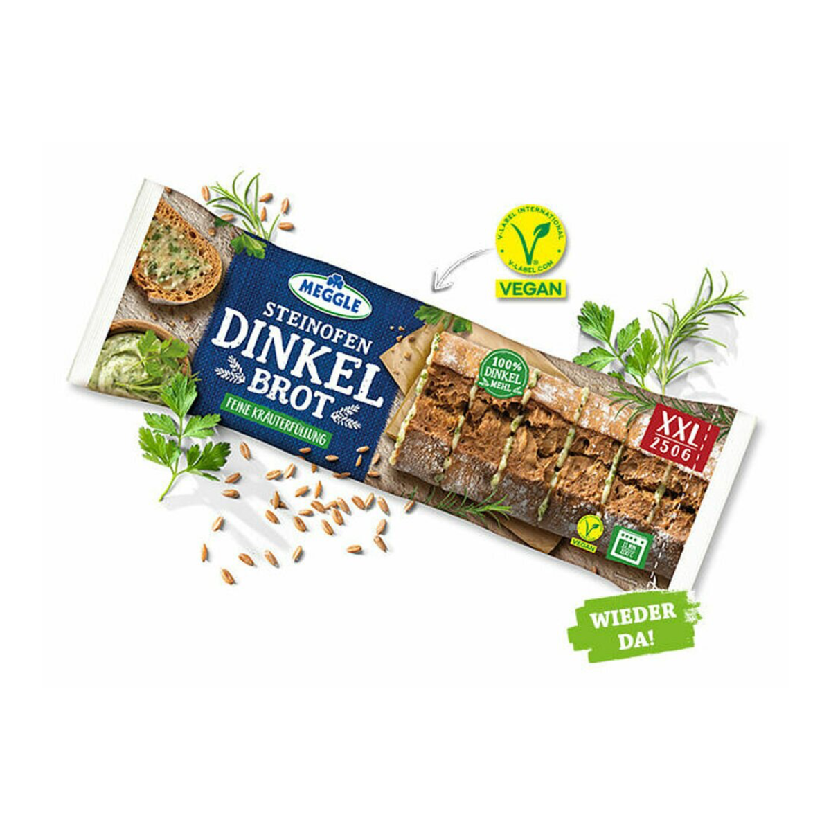 Meggle Steinofen-Dinkelbrot mit Kräutercreme Vegan 250g