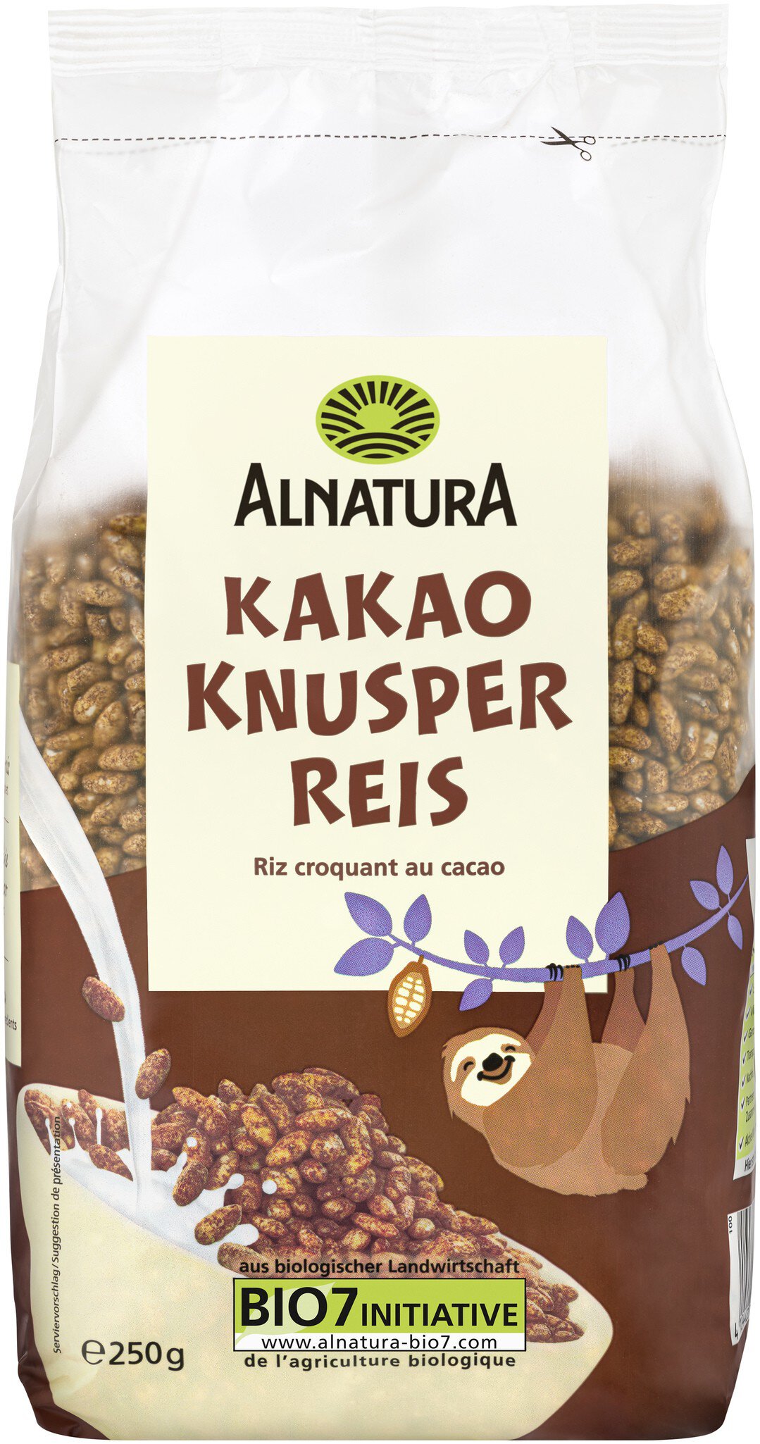 Bio Alnatura какао хрустящий рис 250g