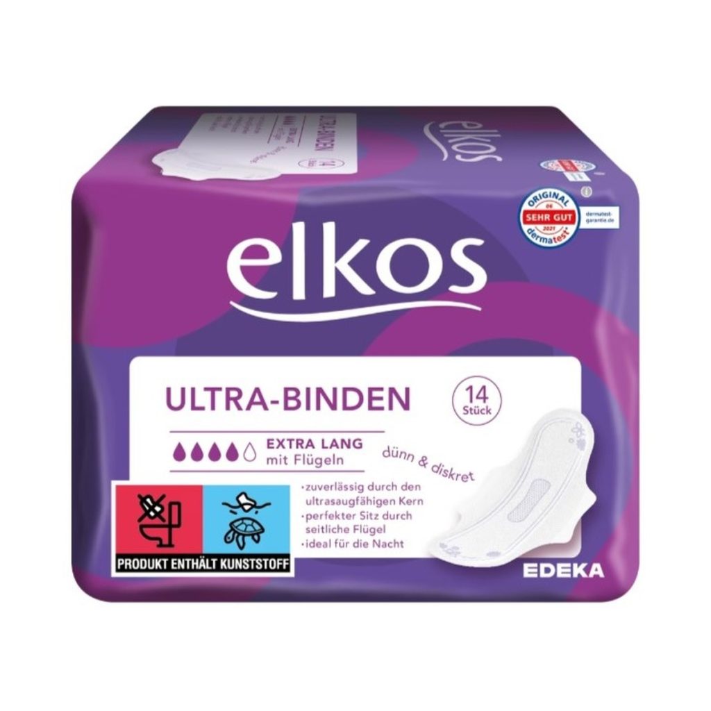 EDEKA elkos Women Ultra Binden Extra Lang mit Flügel 14ST