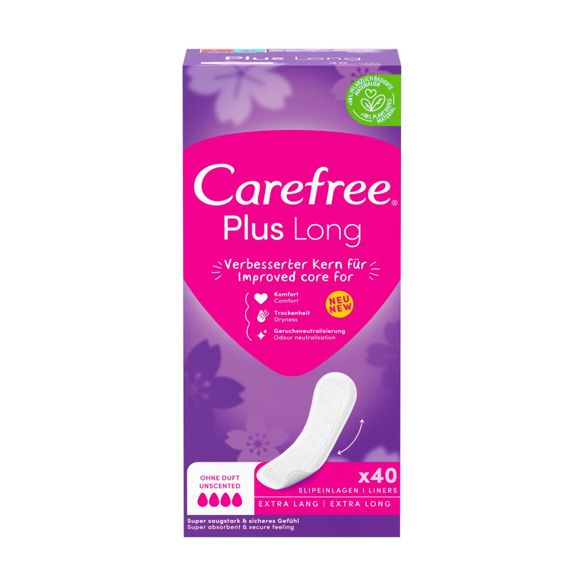 Carefree Slipeinlagen Plus Long ohne Duft 40ST