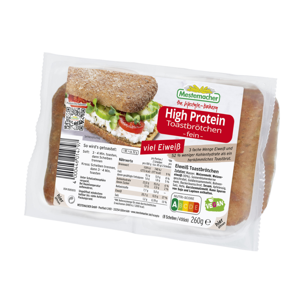 Mestemacher High Protein Toastbrötchen fein 260g
