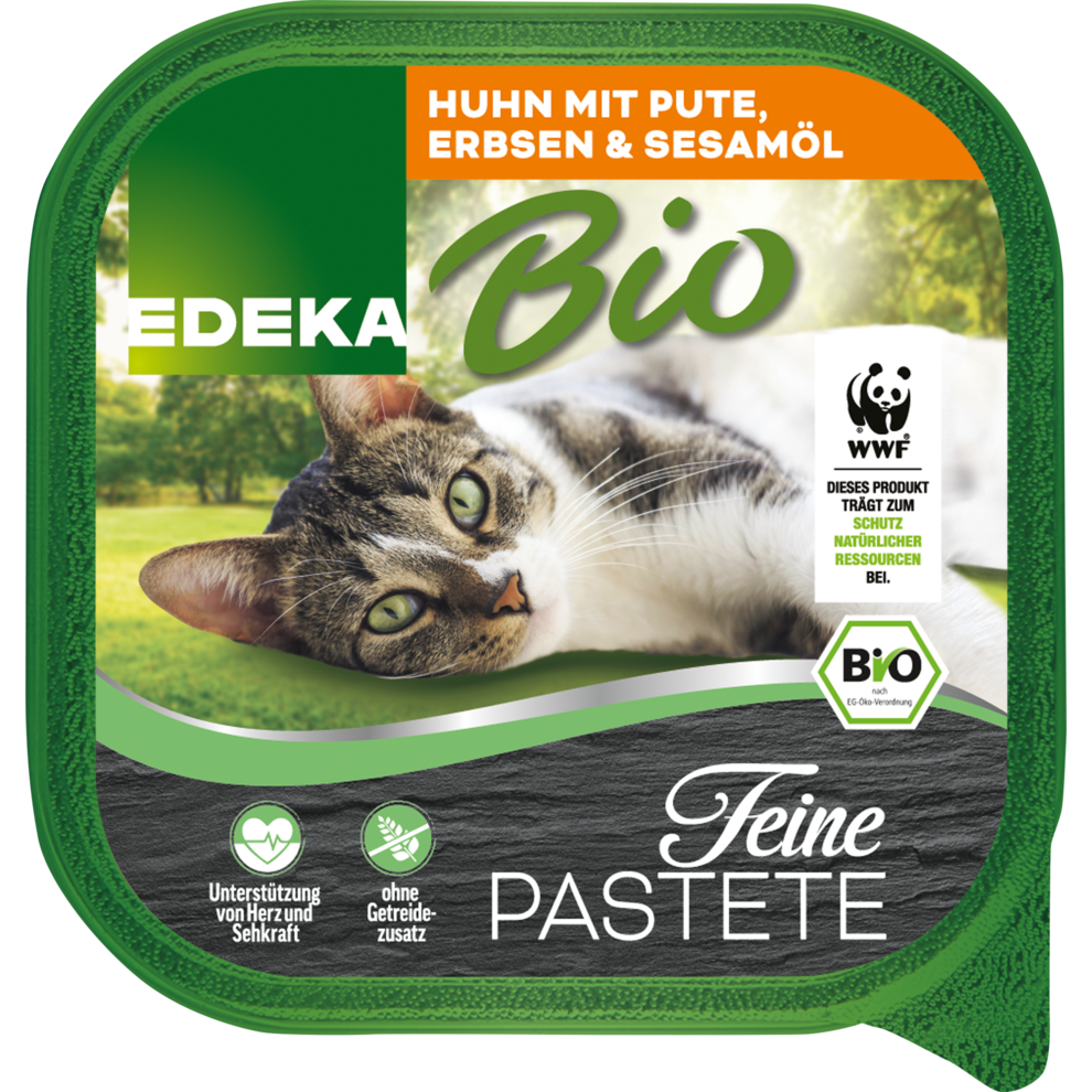 Bio EDEKA Katze Huhn&Pute mit Erbsen und Sesamöl 100g