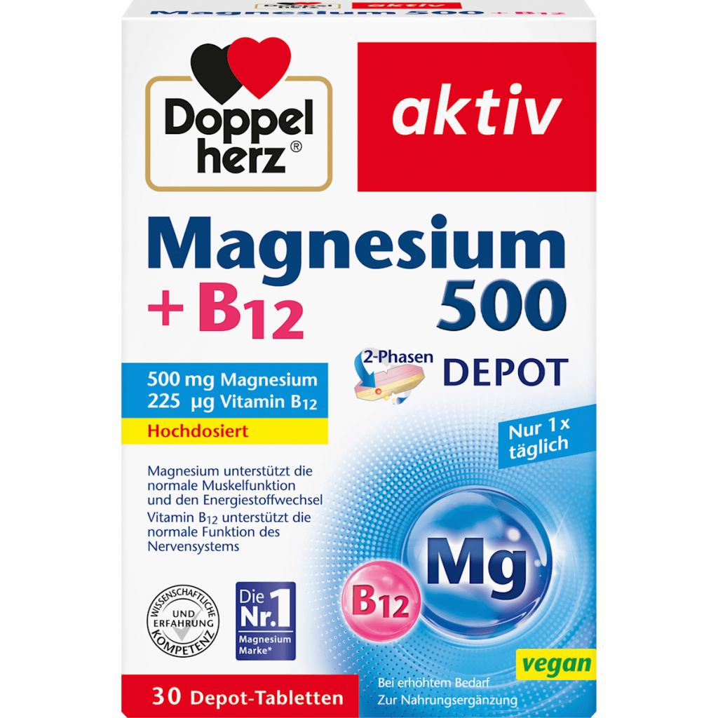 Doppelherz Magnesium 500+B12 2-Phasen Depot 30Tbl.51g