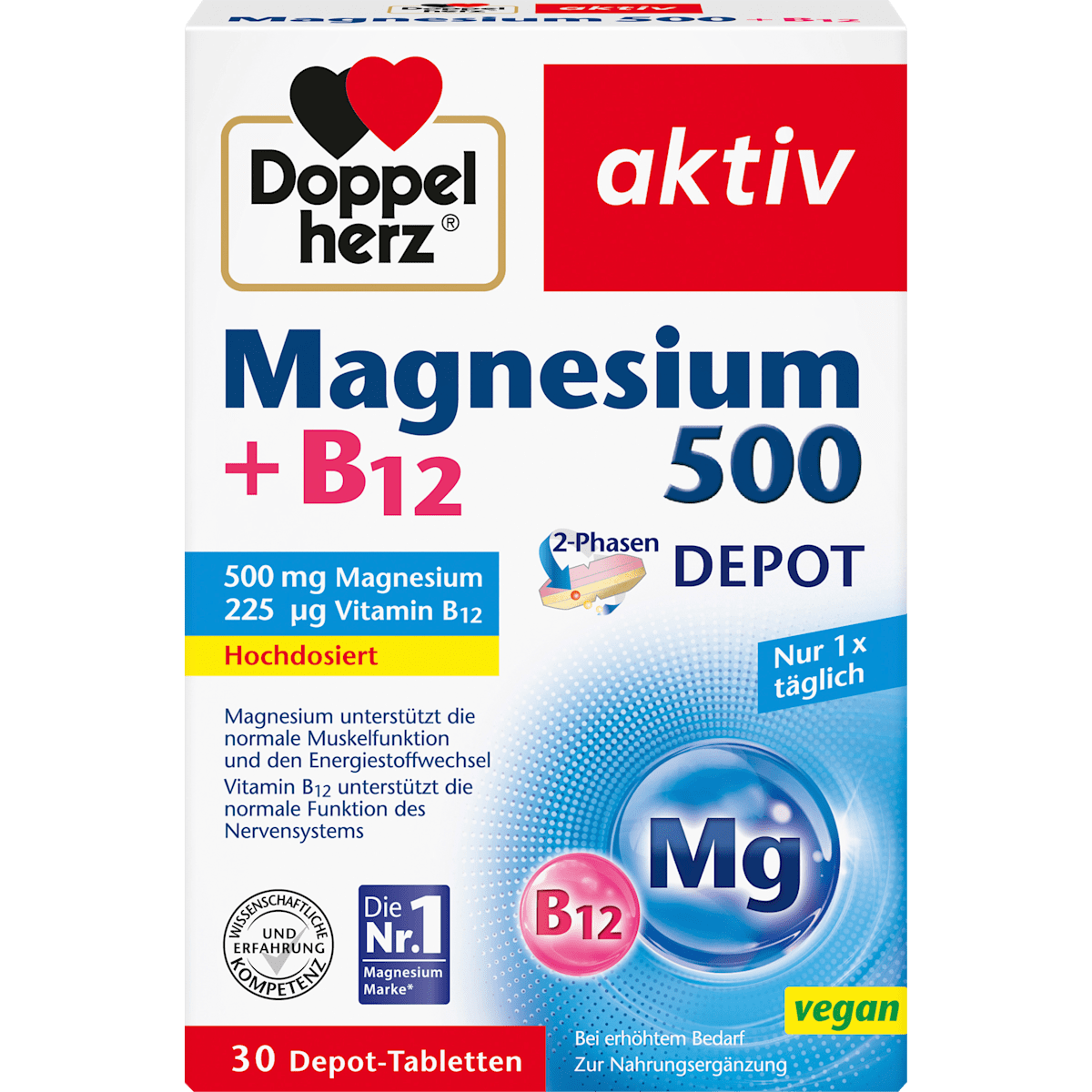 Doppelherz Magnesium 500+B12 2-Phasen Depot 30Tbl.51g