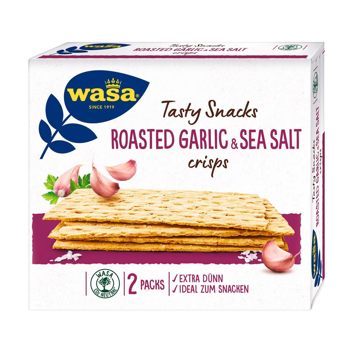 Wasa Tasty Snacks Roasted Garlic&Seasalt 190g