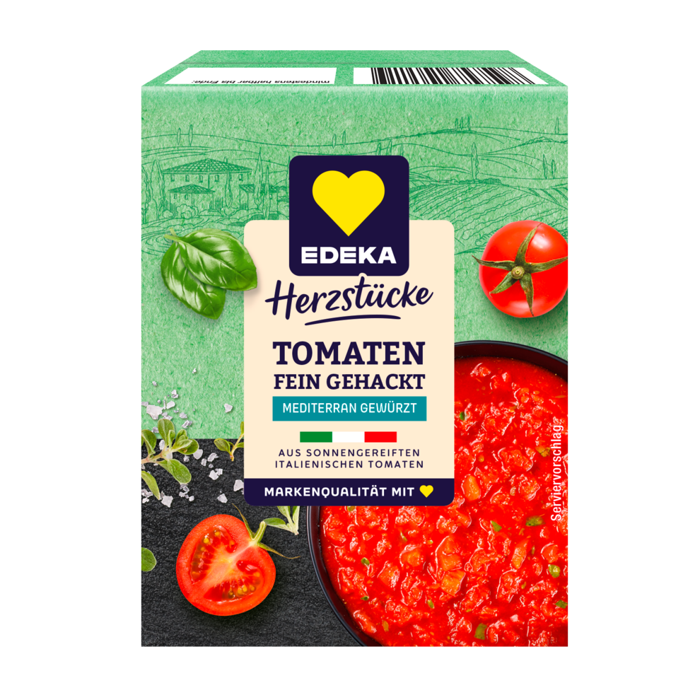 EDEKA Herzstücke Tomaten in Stücken mit Tomatensaft mit mediterraner Kräutermischung 390g