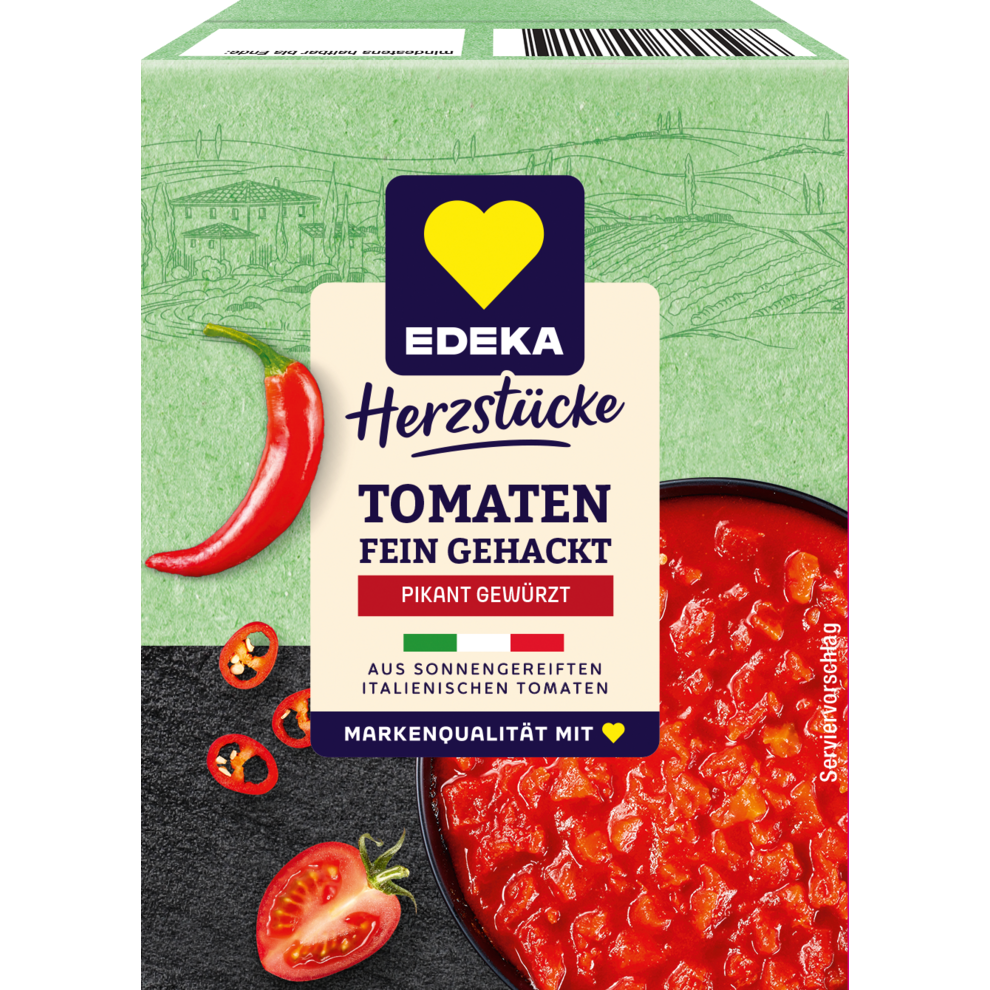 EDEKA Herzstücke Tomaten fein gehackt pikant gewürzt 390g