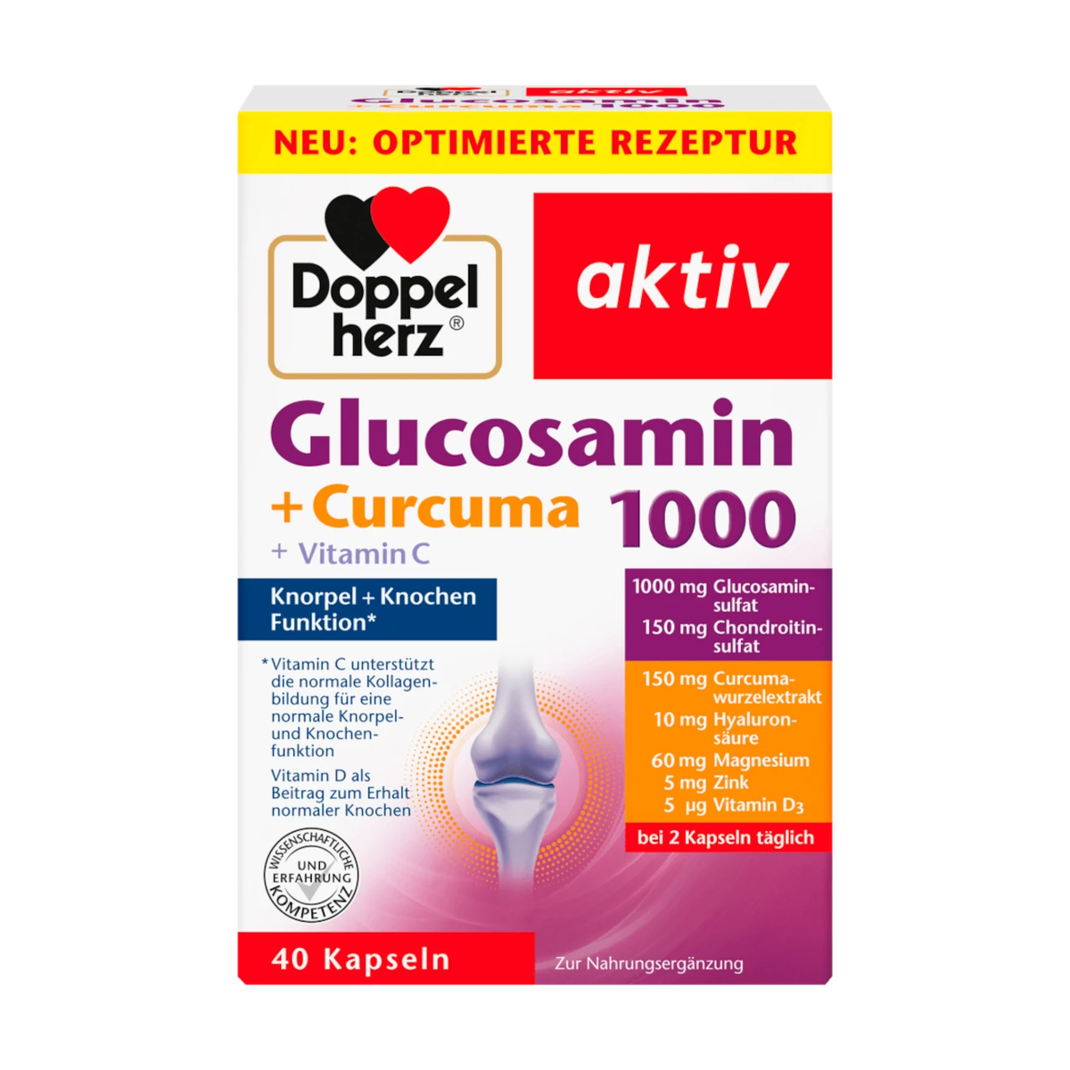 Doppelherz Glucosamin 1000+Curcuma+Vitamin C 40Kapseln 43,8g