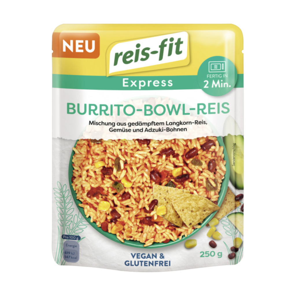 Reis-fit Express Burrito-Bowl-Reis mit Gemüse und Adzuki-Bohnen 250g