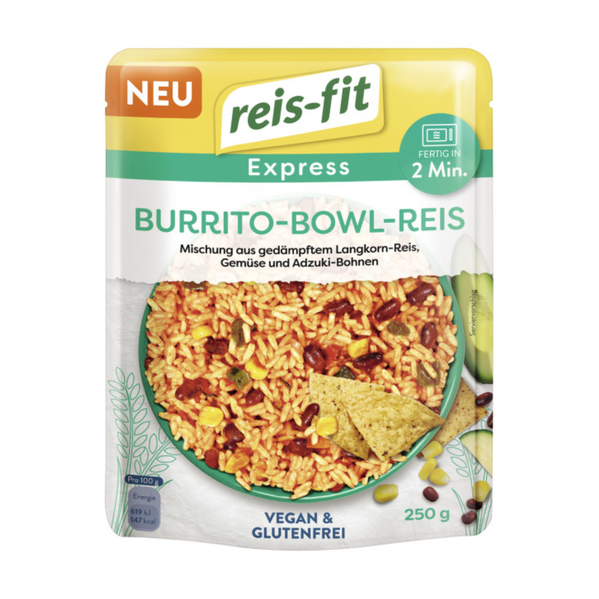 Reis-fit Express Burrito-Bowl-Reis mit Gemüse und Adzuki-Bohnen 250g