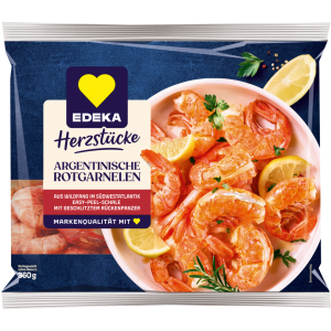 EDEKA Herzstücke Argentinische Rotgarnelen ohne Kopf mit Schale 360g