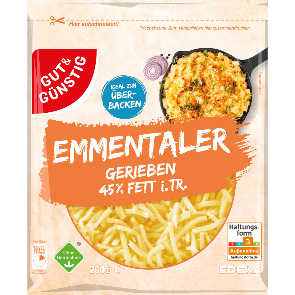GUT&GÜNSTIG Emmentaler gerieben 45% 250g VLOG