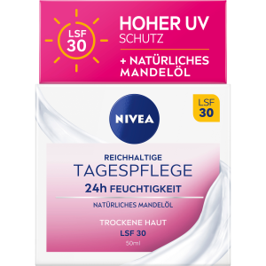 Nivea Reichhaltige Tagespflege 24h Feuchtigkeit Trockene Haut LSF30 50ml