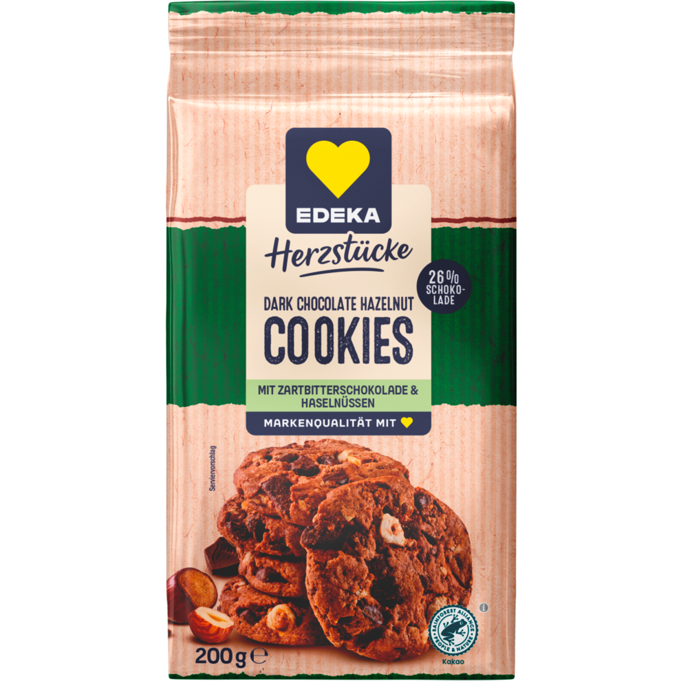 EDEKA Herzstücke Cookies Dark Chocolate&Hazelnut 200g
