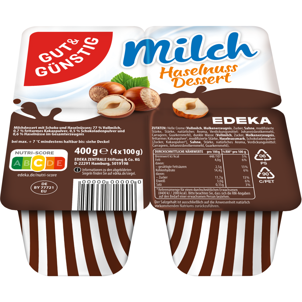 GUT&GÜNSTIG Dessert Milchcreme 4x100g