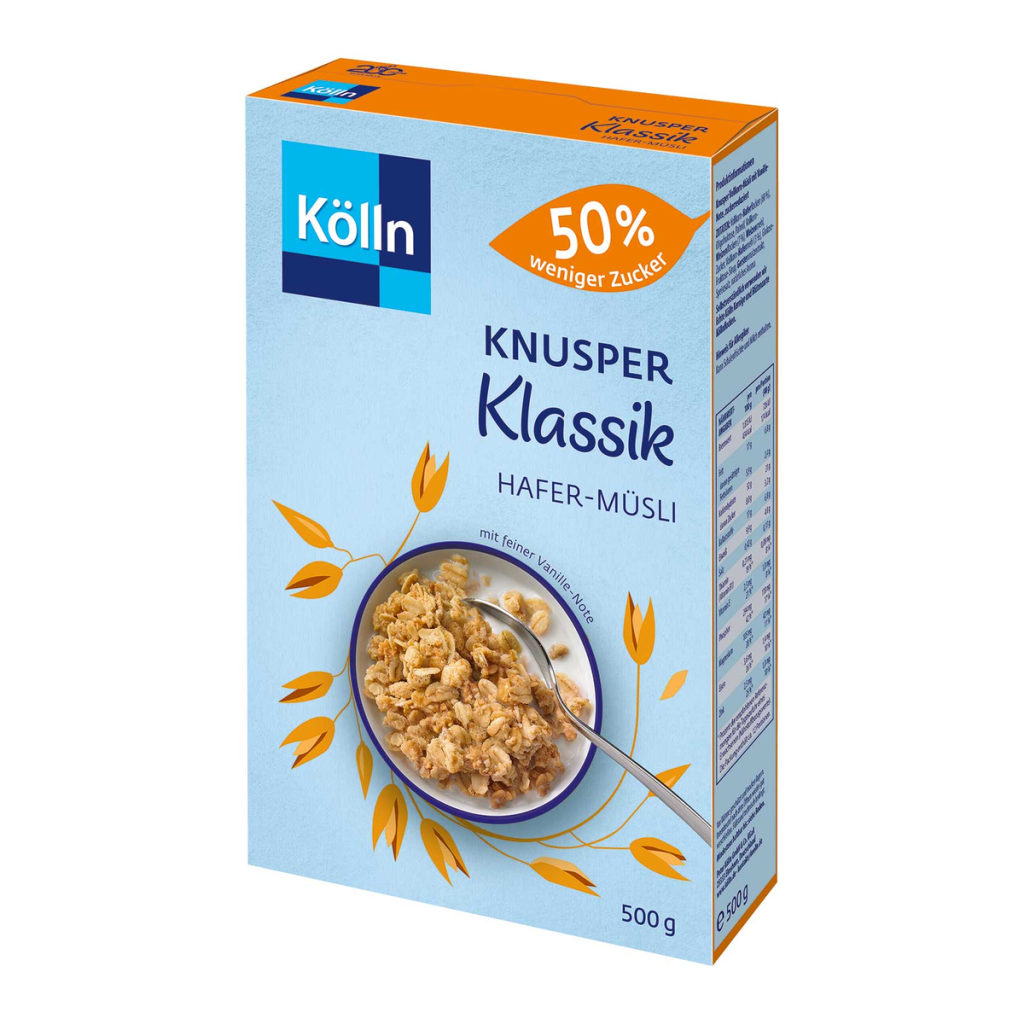 Kölln Хрустящий классика овсяное мюсли 50% меньше сахар 500g