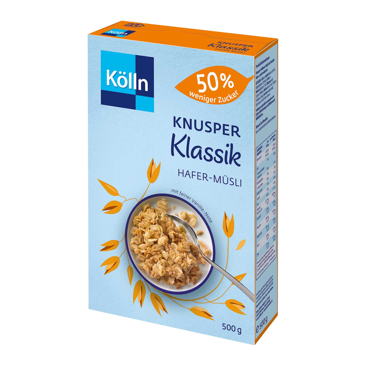 Kölln Хрустящий классика овсяное мюсли 50% меньше сахар 500g
