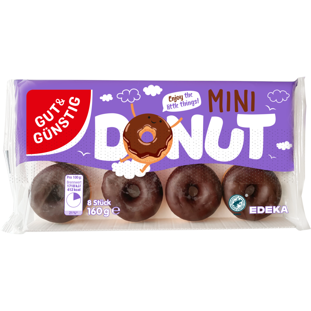 GUT&GÜNSTIG Mini Donut Schokoladenglasur 8ST 160g