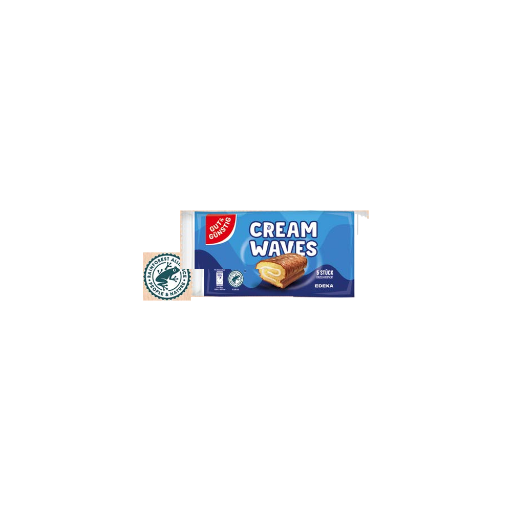 GUT&GÜNSTIG Cream Wave Schoko-Biskuit-Rolle mit Milchcreme 5x35g